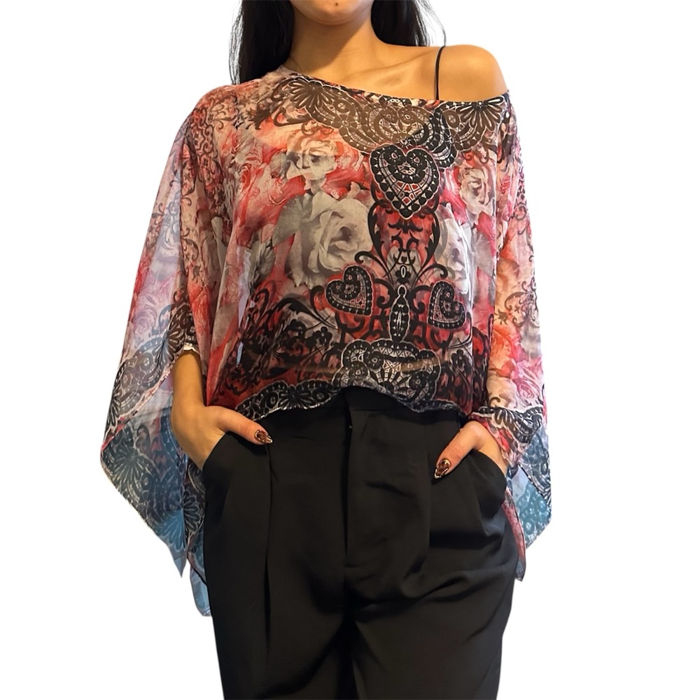 Y2K floral sheer top